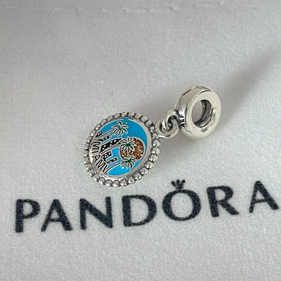 Pandora Miami Beach Dangle Charm Travel S925 Silver Pendant Dangle for Bracelet - Picture 3 of 3